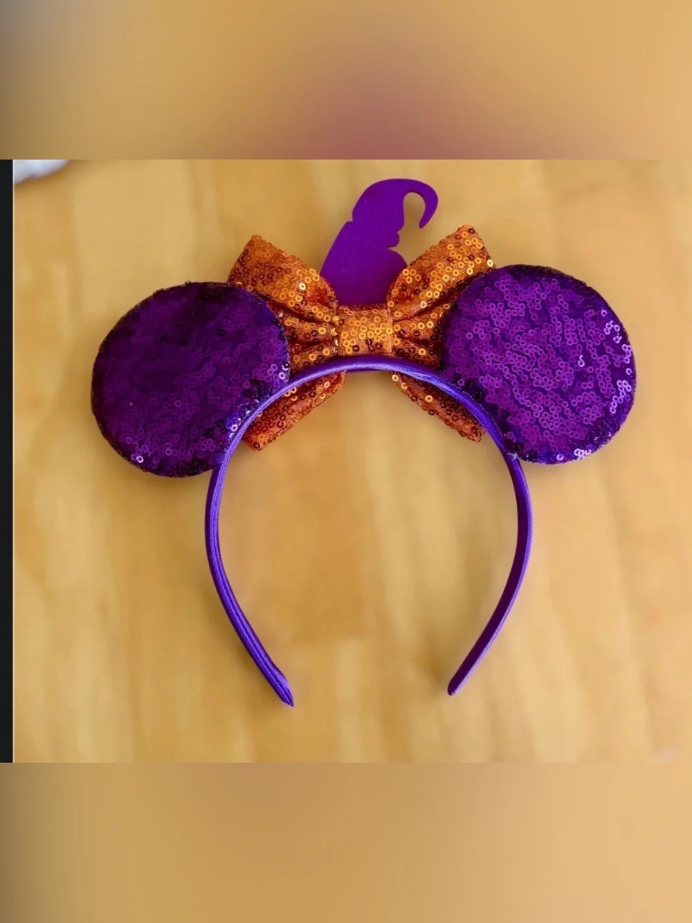 Purple & Gold Sequin Witch Ear Headband for Kids